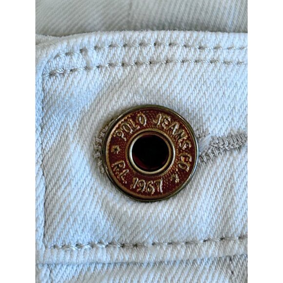Polo Jeans Co Womens White Rebecca Denim Shorts Size 6 5-Pocket Style Cotton Ble - Picture 4 of 8